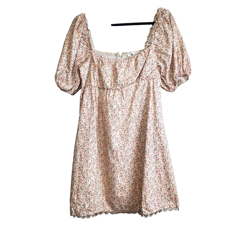 Storia Womens Large Puff Sleeve Floral Babydoll Dress Square Neck Boho Romantic